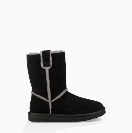 UGG Classic Short Spill Seam Black Boots for Women (JLGD01275)